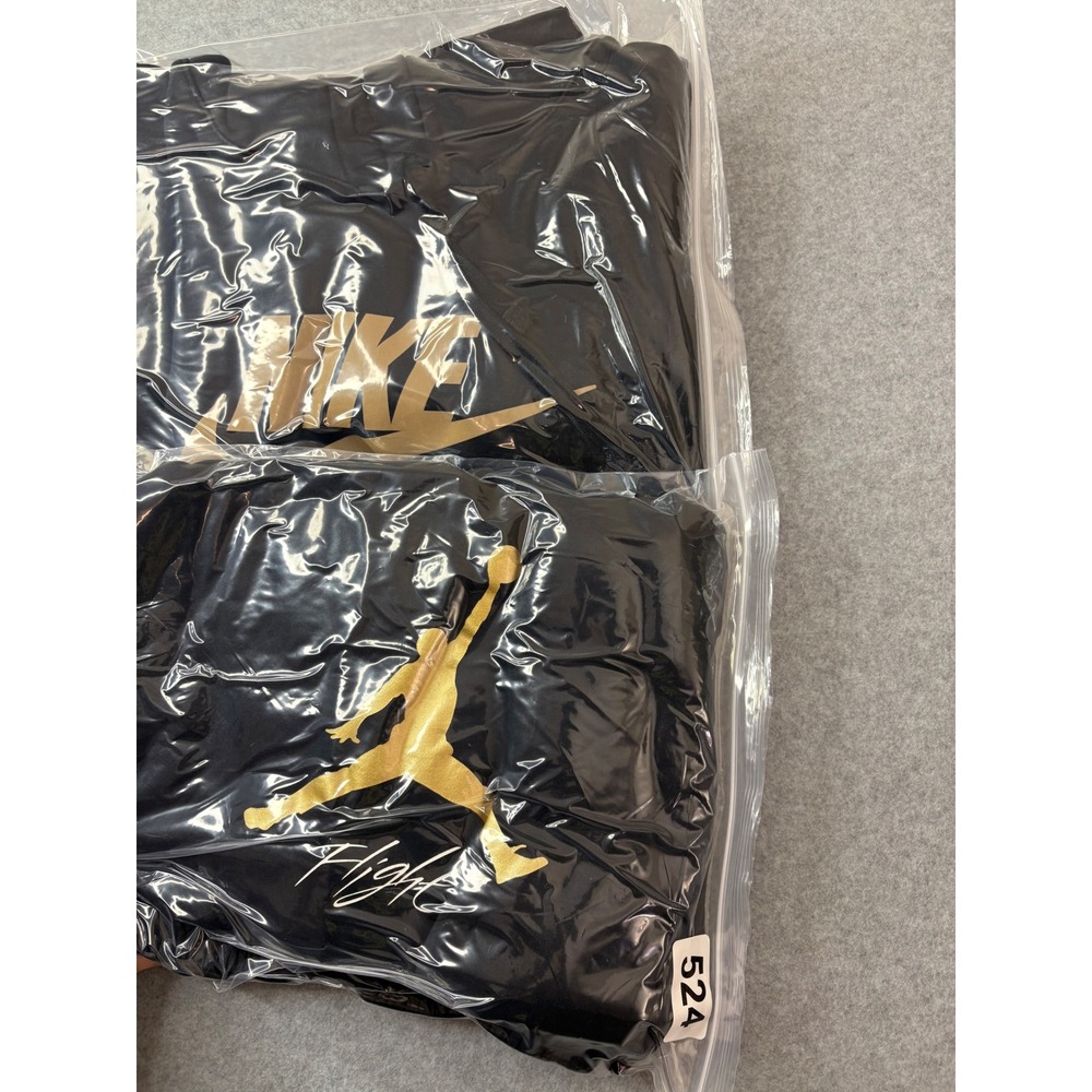 Nike Air Hoodie XXL & Jordan Flight Sweatpants 3XL Black Gold Mens Tracksuit - Picture 12 of 12